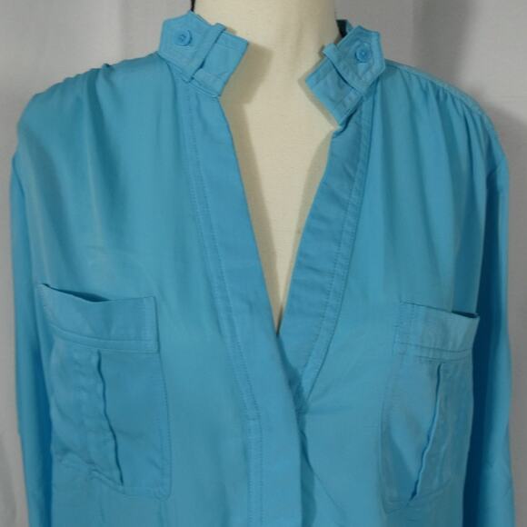 Tommy Hilfiger Women's XL Aqua Tunic Blouse V-Neck Long Sleeves Lightweight - Picture 3 of 7